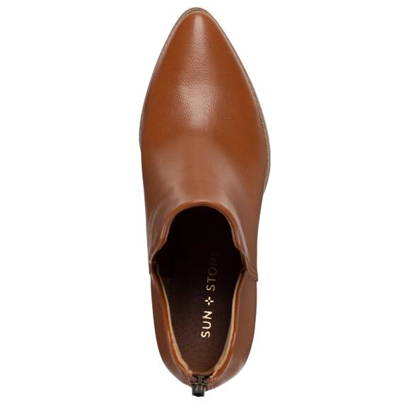 Sun + Stone Women's Elizaa Notched Pointed Toe Dress Booties Brown Size 10 - Picture 4 of 5